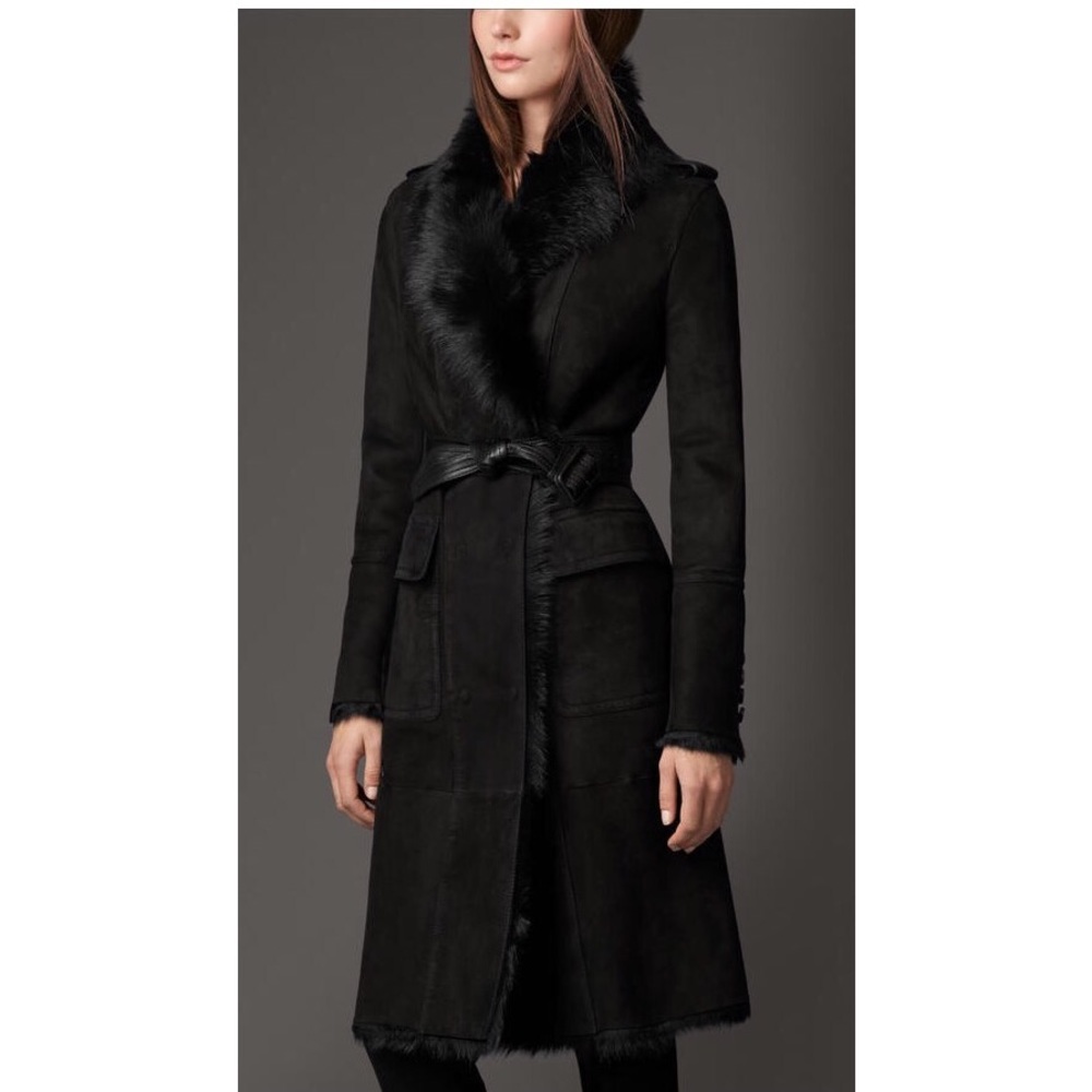 Burberry Reverse Collar Shearling Coat